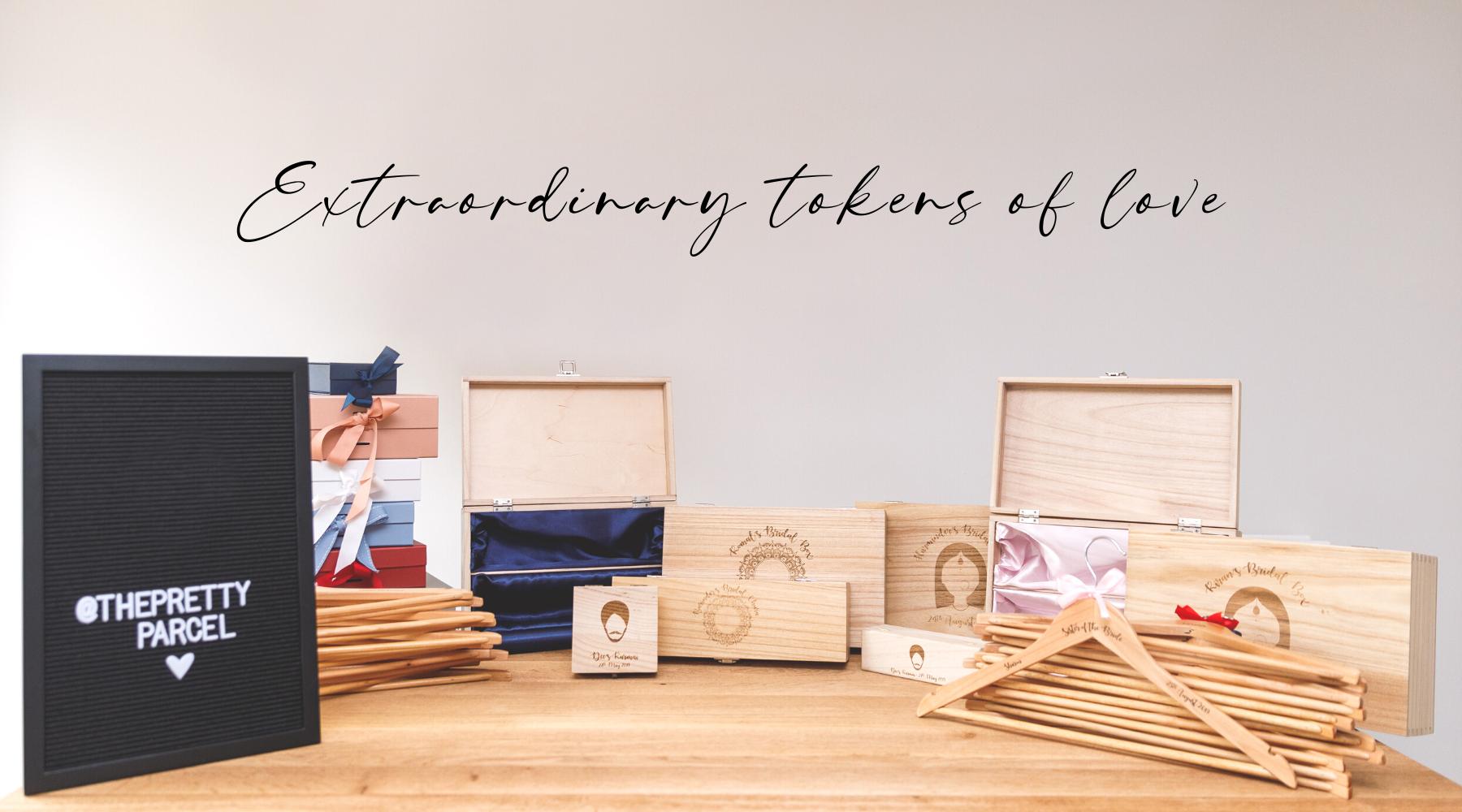 Variety of wooden personalised gift products