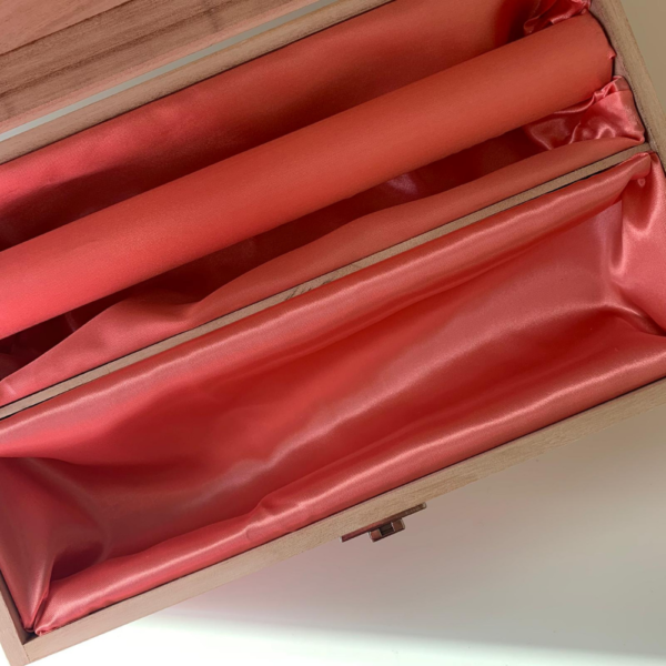 Bridal wooden box with bangle bar and red lining 