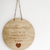 Hanging round personalised wooden wall plaque