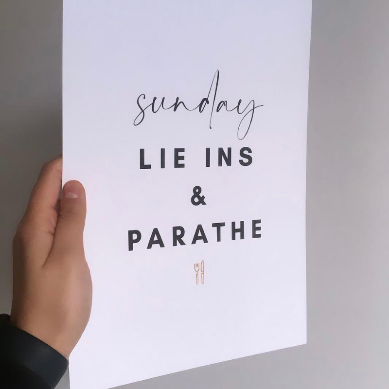 Sunday lie ins and parathe print