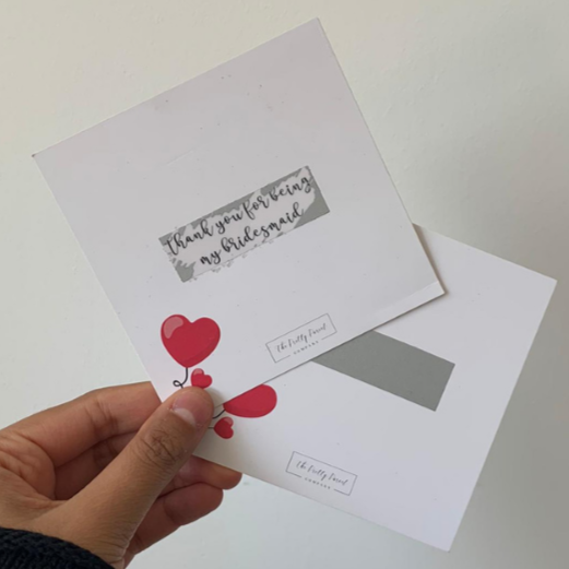 White bridal heart scratch cards 