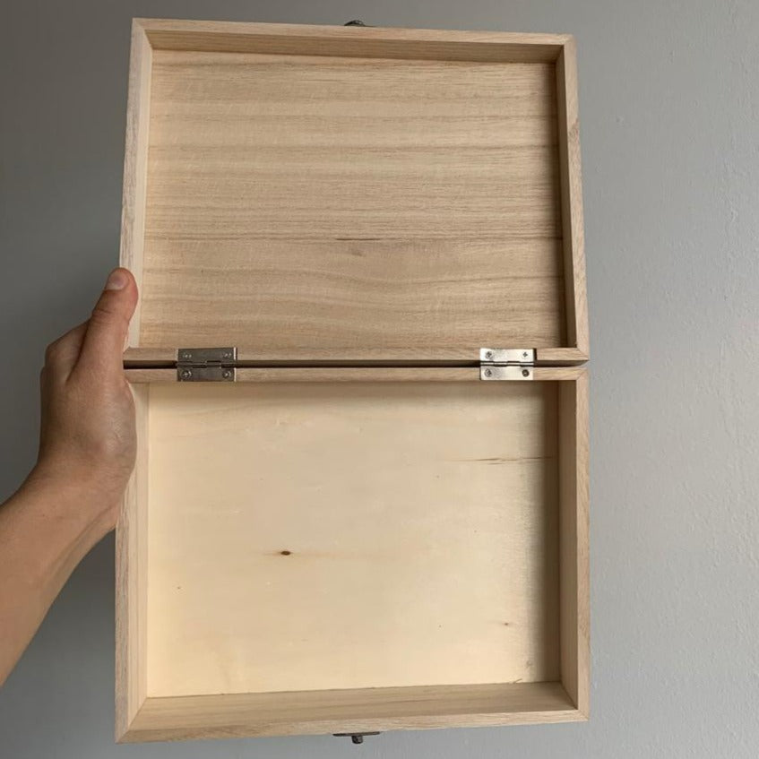 Open wooden birthday box